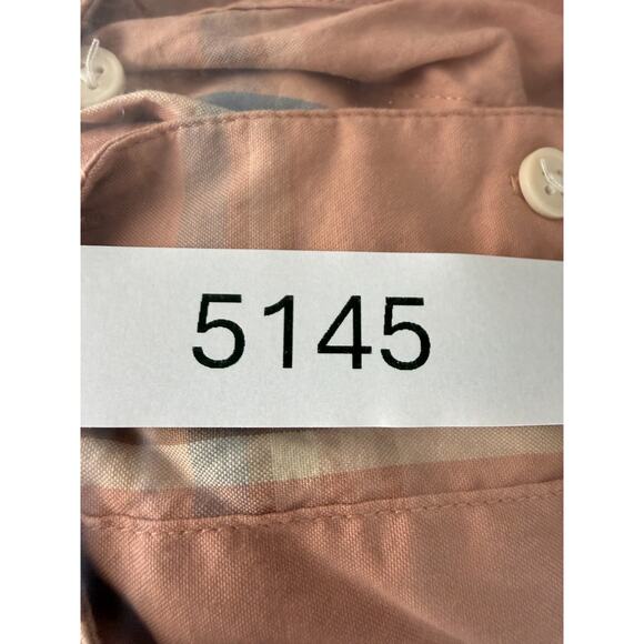 Flylow Size XL Checker Casual Button Top Pink Short Sleeve Collar Cotton - Picture 7 of 7